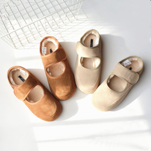 纯羊毛~ 砖贵~ 牛反绒丑萌玛丽珍鞋2025冬季新款面包鞋保暖女棉鞋