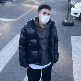 保暖面包服简约大码 潮牌短款 立领亮面加厚时尚 新款 羽绒男冬季
