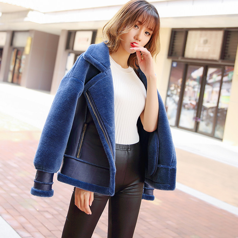 2019海宁羊剪绒女机车服皮毛一体羊羔毛皮草加厚大衣外套短款显瘦|ruв категории Женская одежда, мех - от Buy2taobao.com для оказания профессиональной услуги покупки агента Taobao