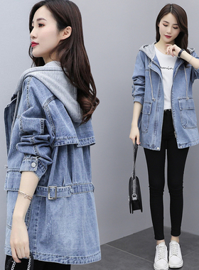 欧洲站2026春秋季韩版新款牛仔外套女装中长款休闲宽松bf百搭风衣