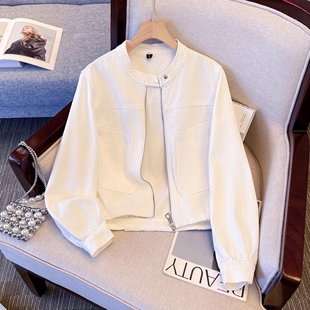 设计感立领牛仔外套女春秋季2025新款休闲短款小个子工装夹克上衣