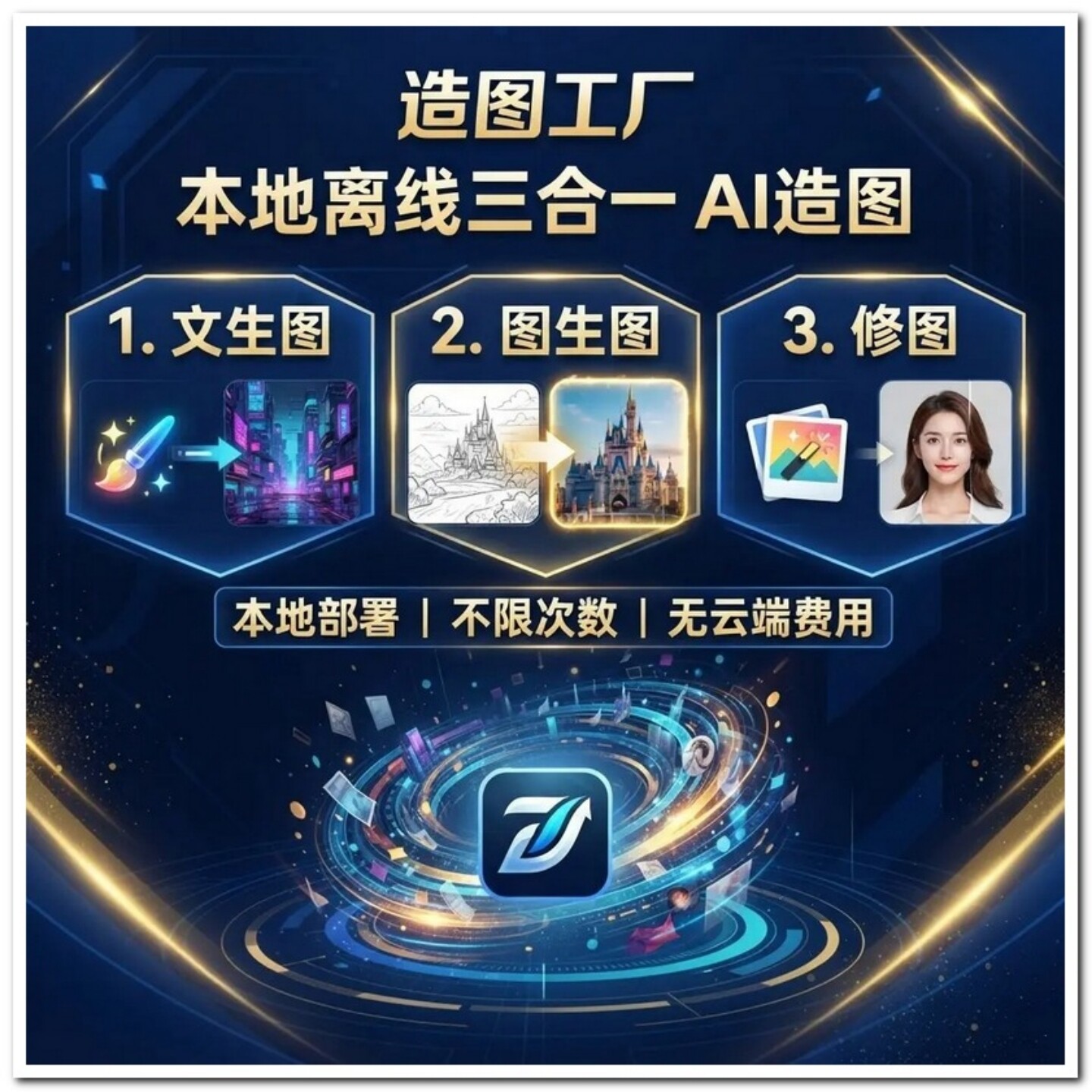 电脑本地AI生成图片软件设计处理制作文生图修图抠图放大高清编辑