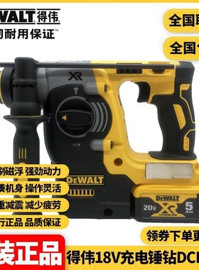 正品得伟DEWALT锂电18V充电锤钻镐三功能减震冲击电锤钻DCH273KN