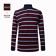 商务休闲条纹舒适翻领保罗衫 富绅秋季 男薄款 polo衫 长袖