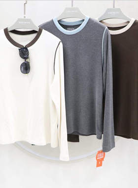 兄华女圆领打底衫98910羊毛撞色内外穿长袖舒服搭保暖单衫98912