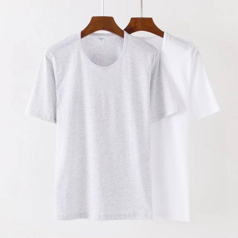 圆领全棉宽松大码纯色中老年汗衫