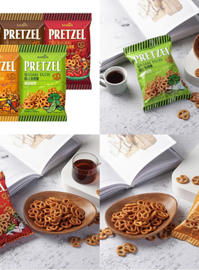 韩国进口SAMJIN三进蝴蝶形酥脆饼干圈芝士海鲜芥末年糕味零食