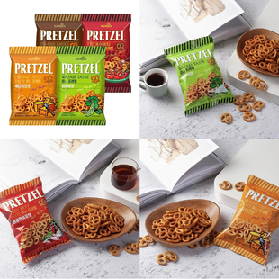 韩国进口SAMJIN三进蝴蝶形酥脆饼干圈芝士海鲜芥末年糕味零食