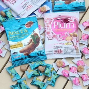 泰国热销Amira酸角糖酸甜梅子味糖果罗望子夹心糖进口零食喜糖