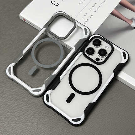 Color-Blocking Compatible iPhone 15 Pro Max Magnetic Phone Case for Apple 15Pro, Simple Transparent 14Pm Full-Cover Four-Corner Anti-Drop Ip13 Protective Case, Niche Wireless Charging ins Style Shell