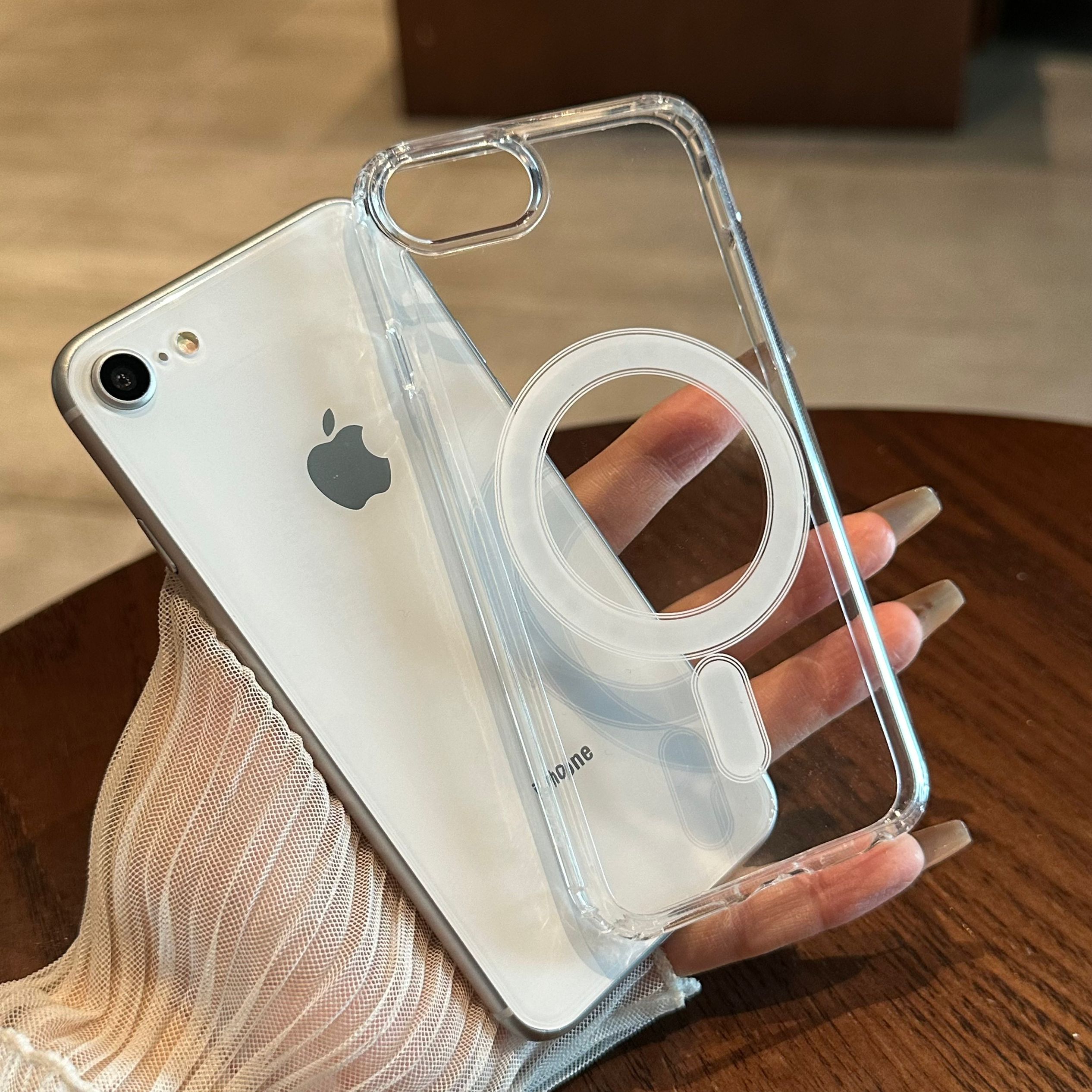 magsafe苹果8plus磁吸手机壳适用于iphone7丝印圈se无线充电7p肤感简约半透明8保护套