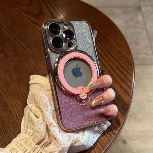 磁吸支架一体适用iphone15promax手机壳新款 13pro自带镜头膜12p保护套max电镀透明14plus全包硅胶防摔 苹果15