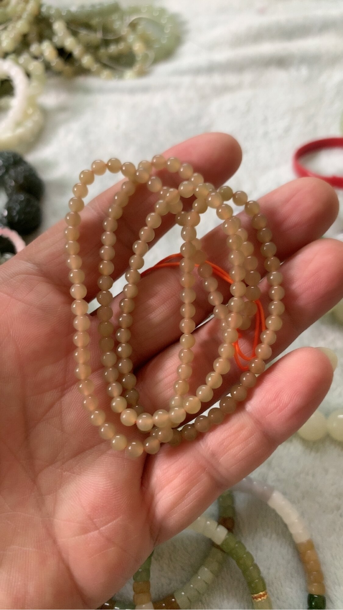 和田玉糖玉手链项链卡4mm