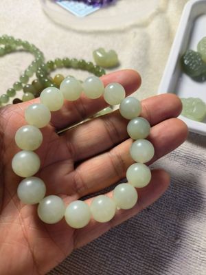 俄料青白玉手串卡12mm