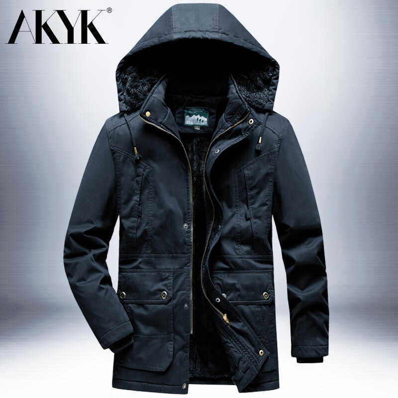 AK冬季中长款棉衣男外套宽松大码军旅棉袄中年爸爸装加绒加厚棉服