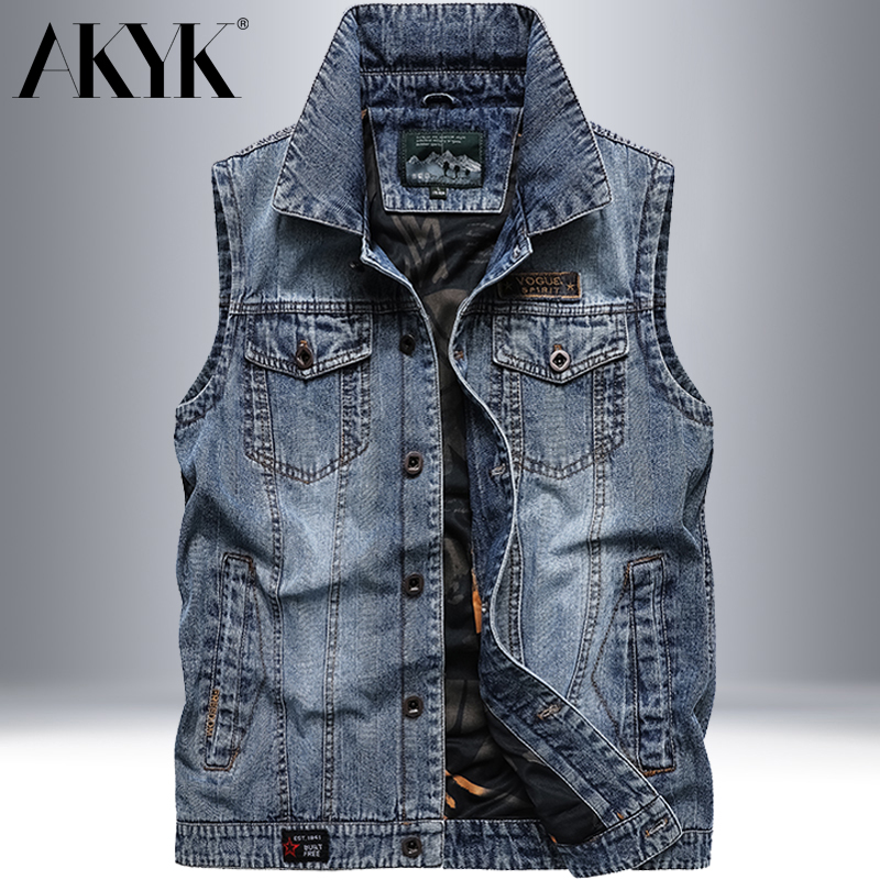 春秋男士牛仔马甲翻领