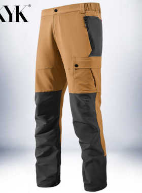 秋冬冲锋裤男速干裤加厚宽松直筒裤子户外休闲钓鱼登山徒步软壳裤