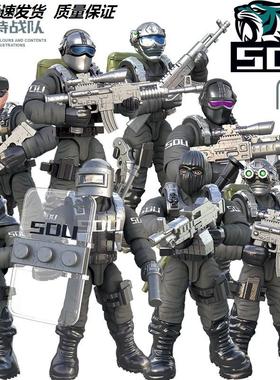 重火力积木军事坦克特警帐篷特种兵人仔男孩拼装玩具动仿真兵武器