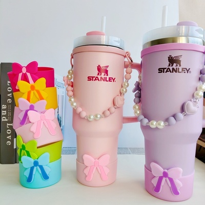 法式蝴蝶结杯链杯套适用Stanley冰霸杯挂绳保温杯手拎绳水杯提绳