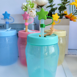 适用吸吸罐硅胶吸管盖8MM吸管帽彩色星星吸管套吸管杯防尘塞装饰