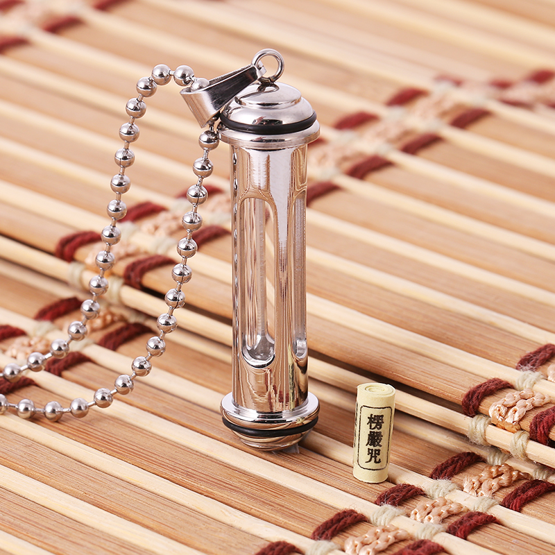 结缘吊坠六字真言钛钢项链空心