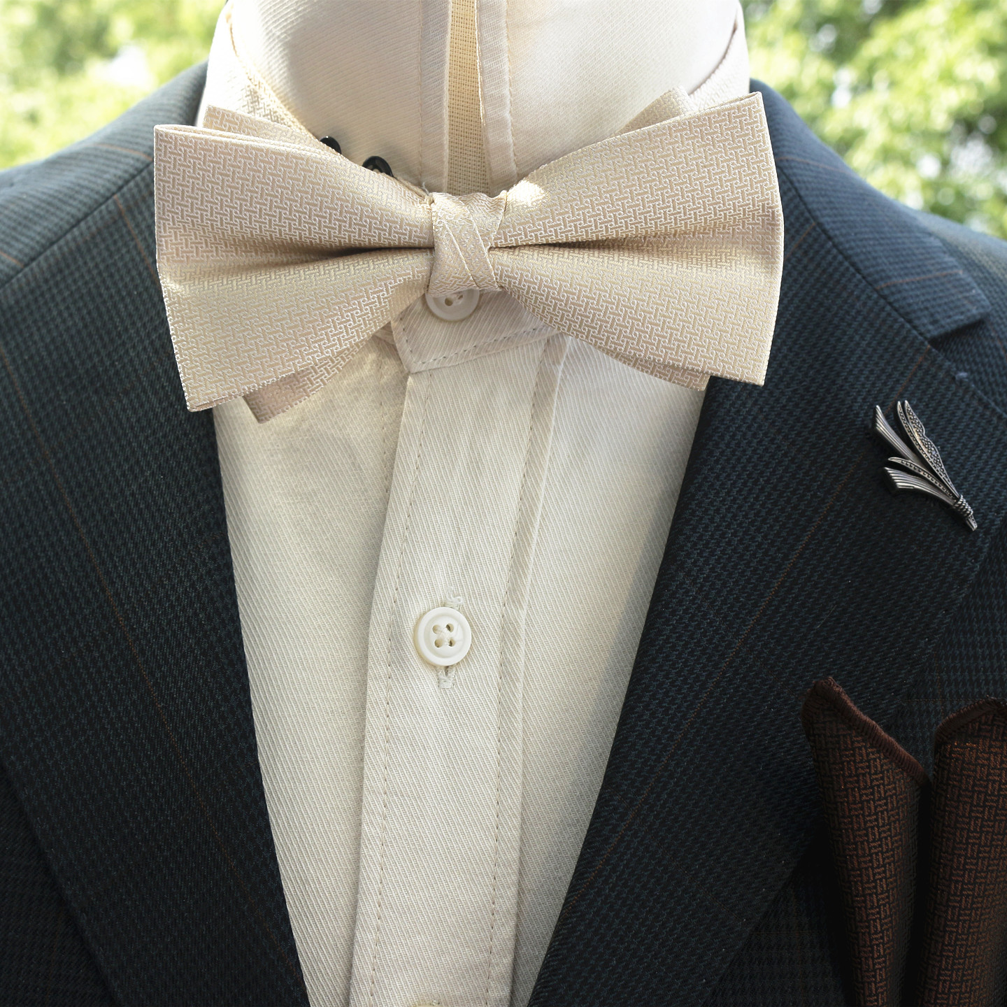 男士简约纯色领结正装西服休闲百搭双层结婚礼拍照搭配口袋巾套装