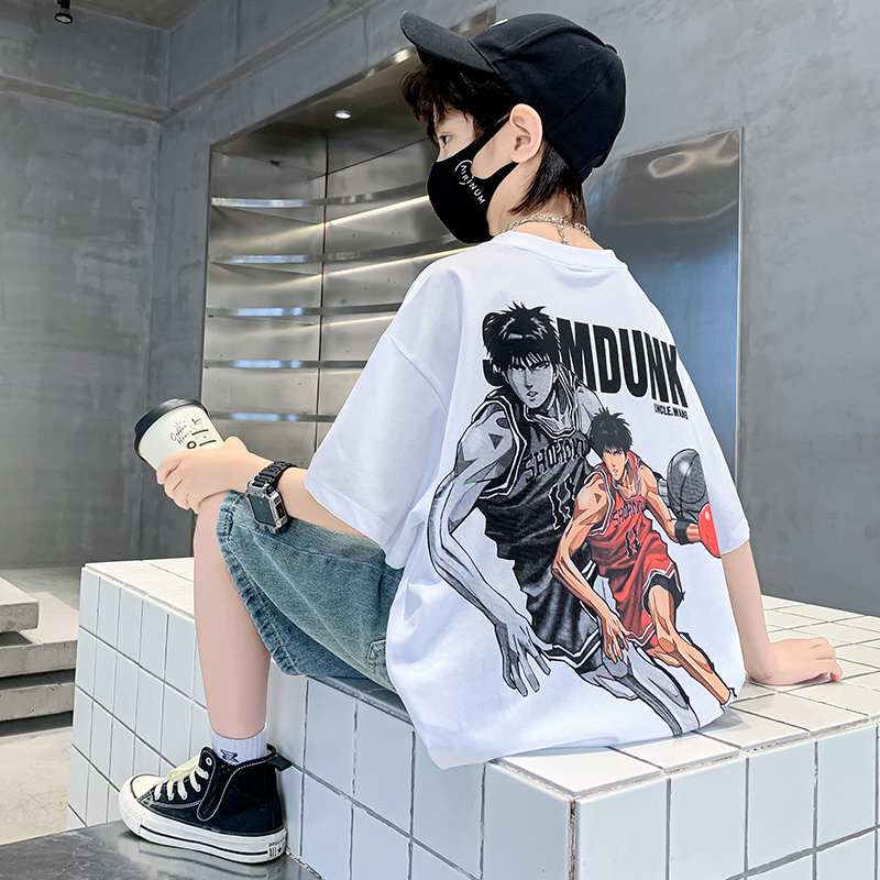 童装男童夏装T恤短袖洋气2025新款男孩夏季痞帅时髦上衣大童潮酷t