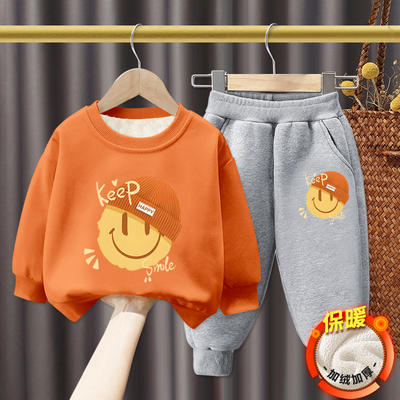 一体绒休闲秋冬两件套装