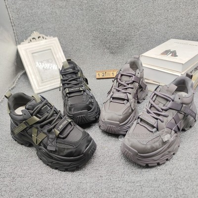 高鹏女鞋2025冬季新款真皮休闲鞋运动跑步厚底时尚增高老爹鞋2931