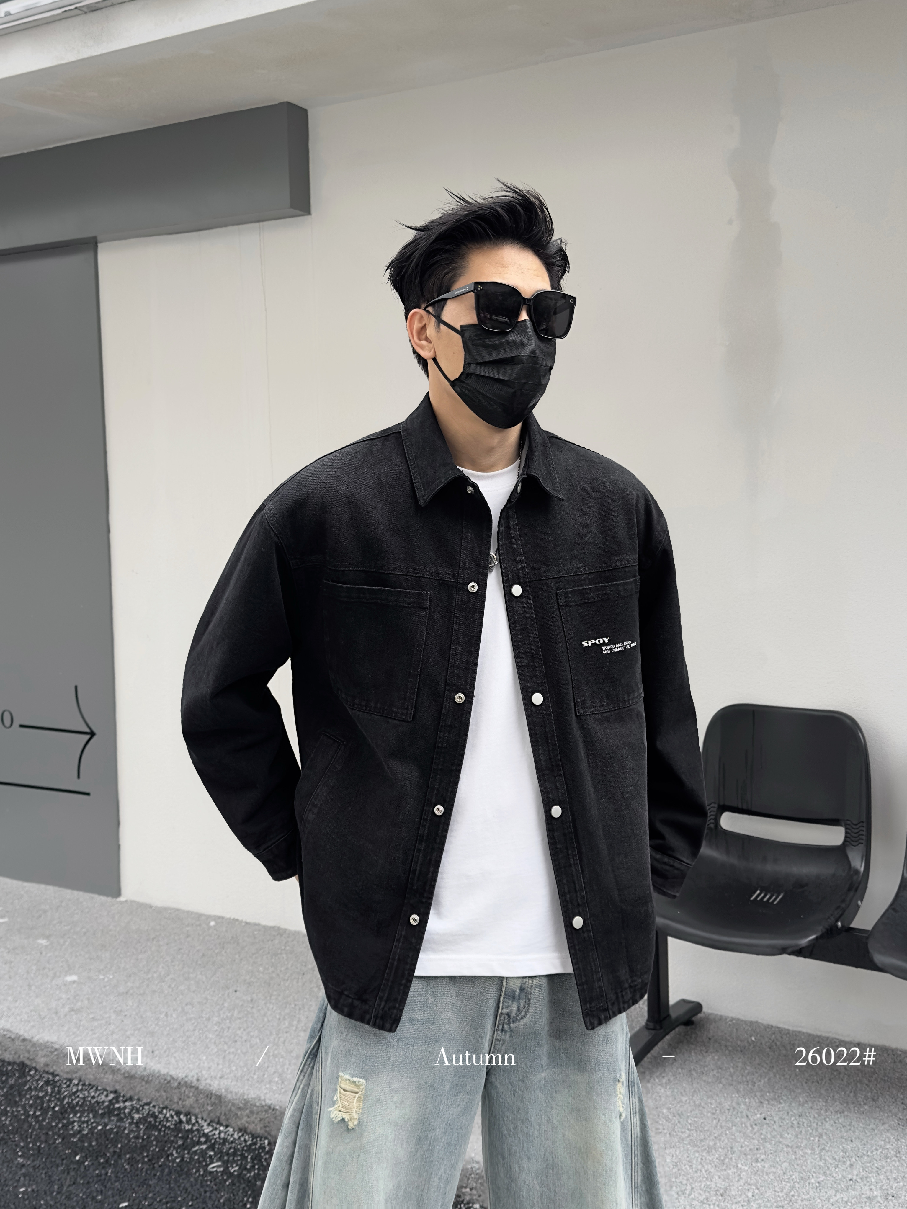 2026秋冬季新款男士休闲加绒翻领牛仔青年帅气衬衣外套潮