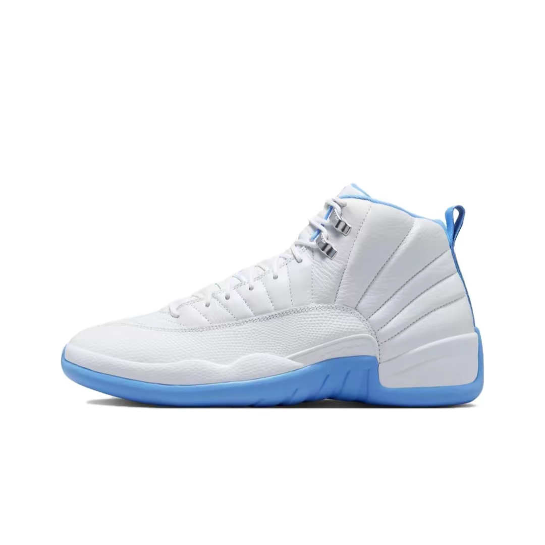 AJ12甜瓜同款白篮中帮篮球鞋病倒