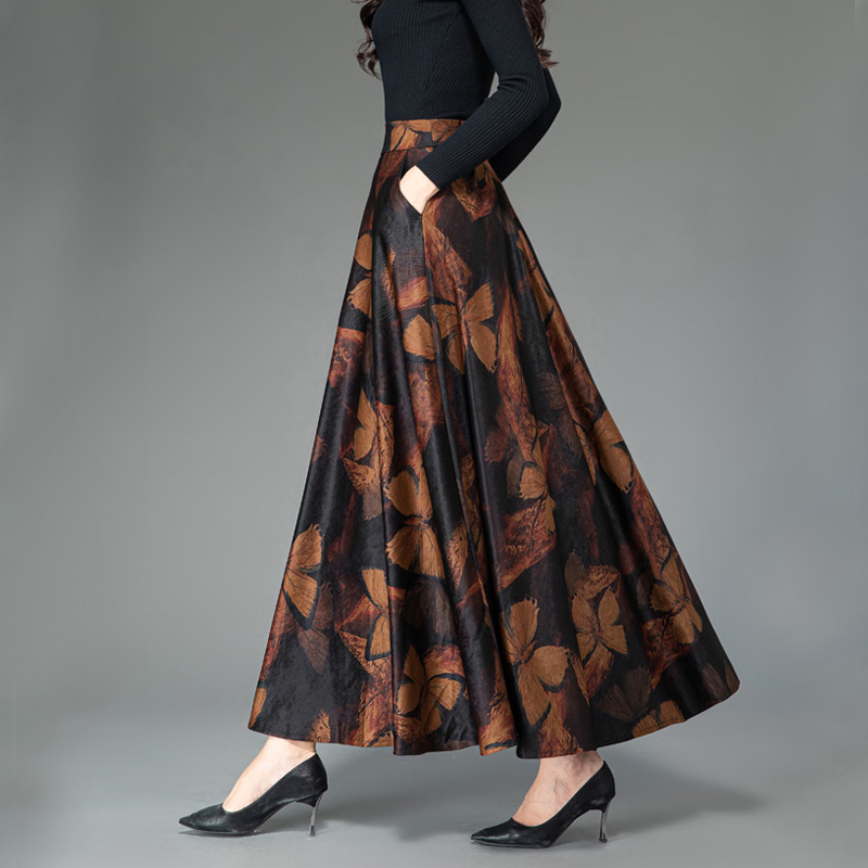 秋冬半身裙毛呢a字长裙波西米亚