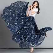 真丝雪纺碎花大摆a字超仙森系显瘦大码 半身裙女2025新款 夏季 长裙