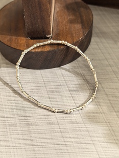 足银999纯银小众设计竹节拼接手链女韩国精细高级感简约叠戴首饰