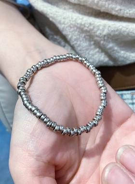 纯银做旧色氧化百搭手链复古女闺蜜手串时尚手工手作diy