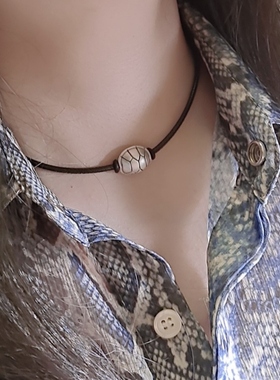 富甲天下纯银龟壳黑绳个性锁骨链颈链手工百搭短链女时尚颈带配饰