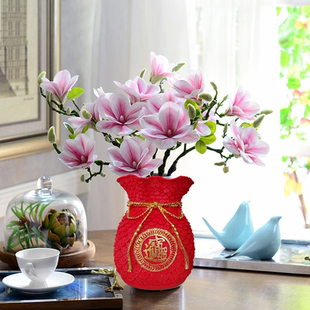 创意客厅酒柜招财福袋花瓶摆件家居饰品办公室桌面入室玄关工艺品