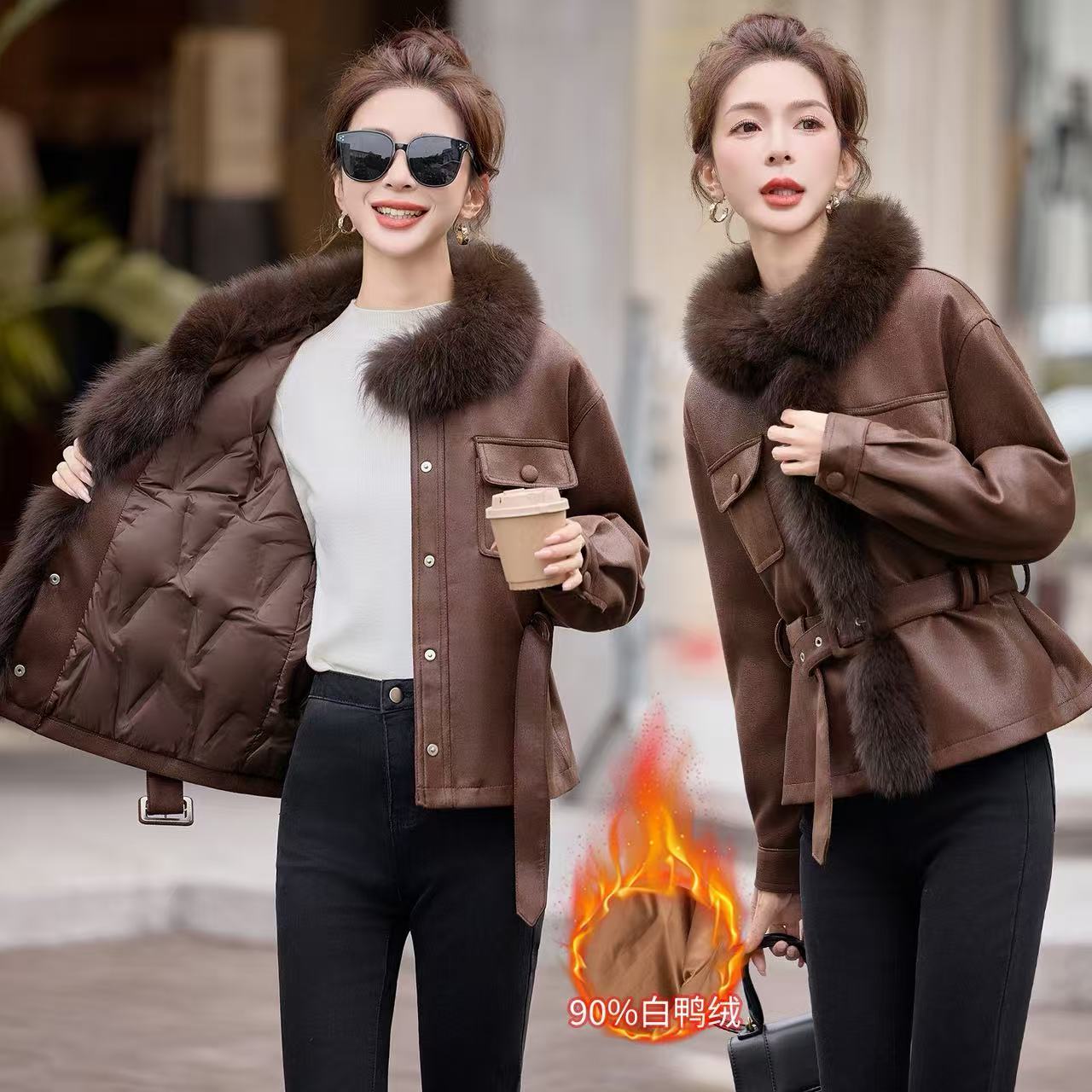 北岛冬日狐狸毛羽绒内胆外套