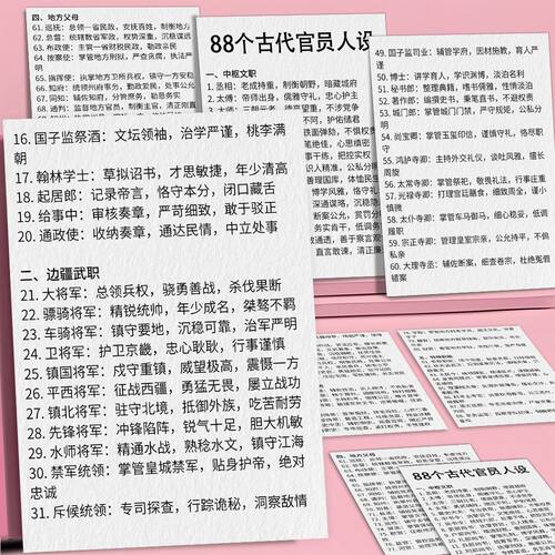 88个古代官员人设】网文素材设定作灵感oc素材古风文化常识贴纸
