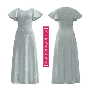 长款 2326小正绢专用款 纸样图1比1亲子儿童款 9片式 连衣裙1比1 8片式