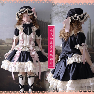 2387LOLITA连衣裙套装 包括帽子和部份蝴蝶结腰有松紧后拉链亲子装