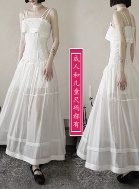 2382立裁鱼骨胸衣连衣裙纸样后拉链双吊带亲子装长款裙子纸样图纸