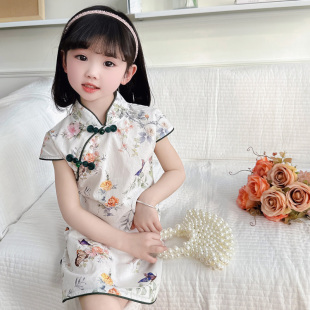 断码清仓处理女童旗袍儿童旗袍夏季碎花裙中国风改良女宝宝汉服裙