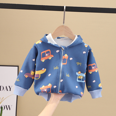 清仓带帽子01岁宝宝加绒拉链开衫