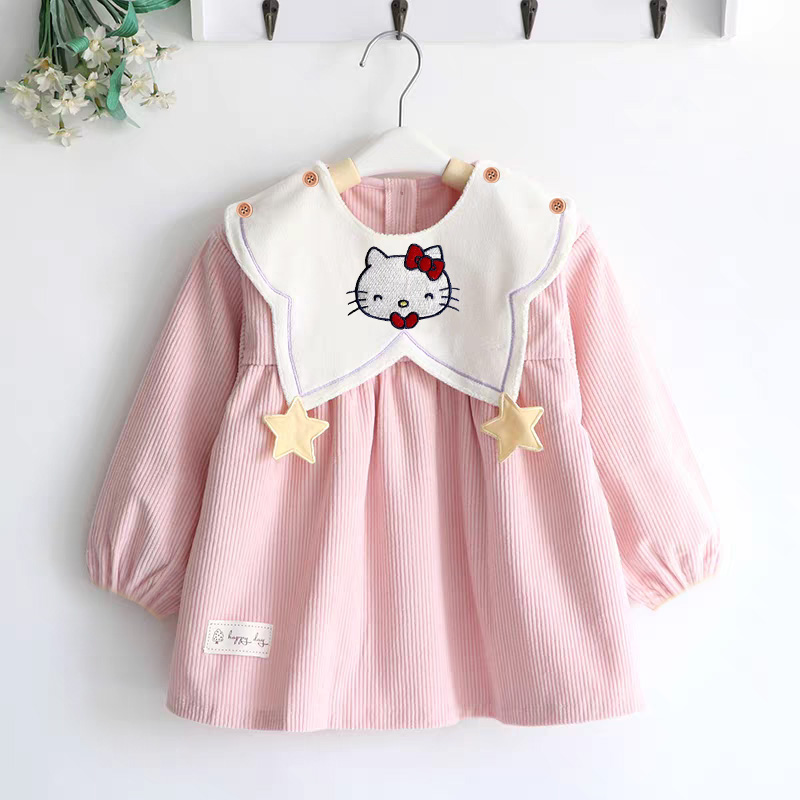 特价亏本清仓KT猫kitty猫儿童罩衣秋冬公主裙外穿宝宝吃饭围衣