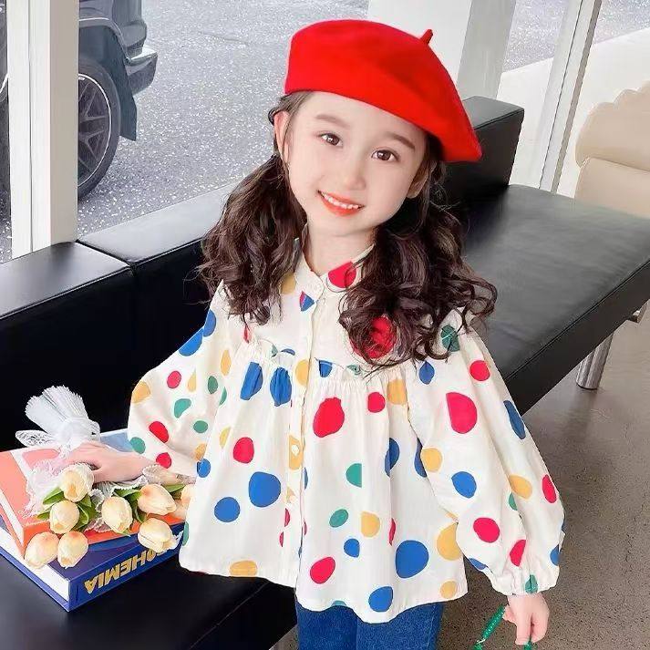 童装女童衬衫娃娃领中小童长袖打底衫新款洋气春秋装韩版薄款衬衣图片