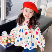 打底衫 新款 洋气春秋装 童装 薄款 娃娃领中小童长袖 韩版 衬衣 女童衬衫