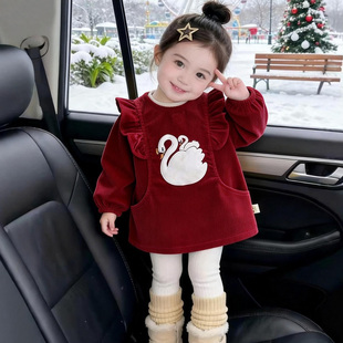 女宝洋气罩衣外穿公主围裙冬季儿童防脏护衣防水宝宝围兜倒褂围衣