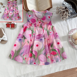 女童纯棉连衣裙夏季2026新款洋气儿童背心裙子夏装宝宝甜美公主裙