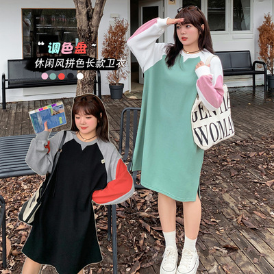 胖女孩衣服卫衣200斤连衣裙宽松